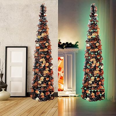 万圣节圣诞树 50 盏灯,5 英尺(约 1.