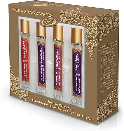 香水礼品套装 流行和花卉香薰精油系列9 毫升roll On Botles By Zoha Fragrances Popular Collection 亚马逊中国 美容化妆