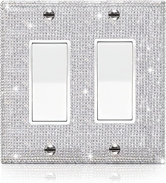 闪亮的银色壁板盖装饰灯开关盖单拨动水钻插座盖