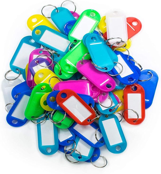 kippen 1200a 一包 50 个塑料钥匙标签,带戒指和标签,分类