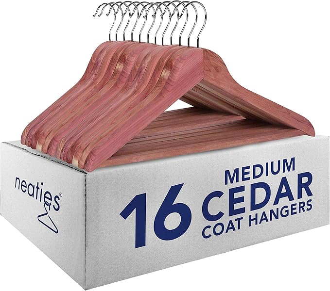 neaties american red cedar 1.91 厘米中号衣架带扁平杆,16 件装