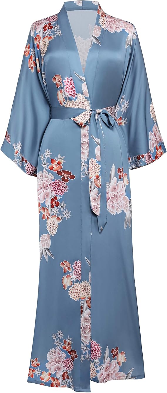 babeyond 花卉和服浴袍缎丝绸婚礼长袍 1920 年代和服睡衣 134.