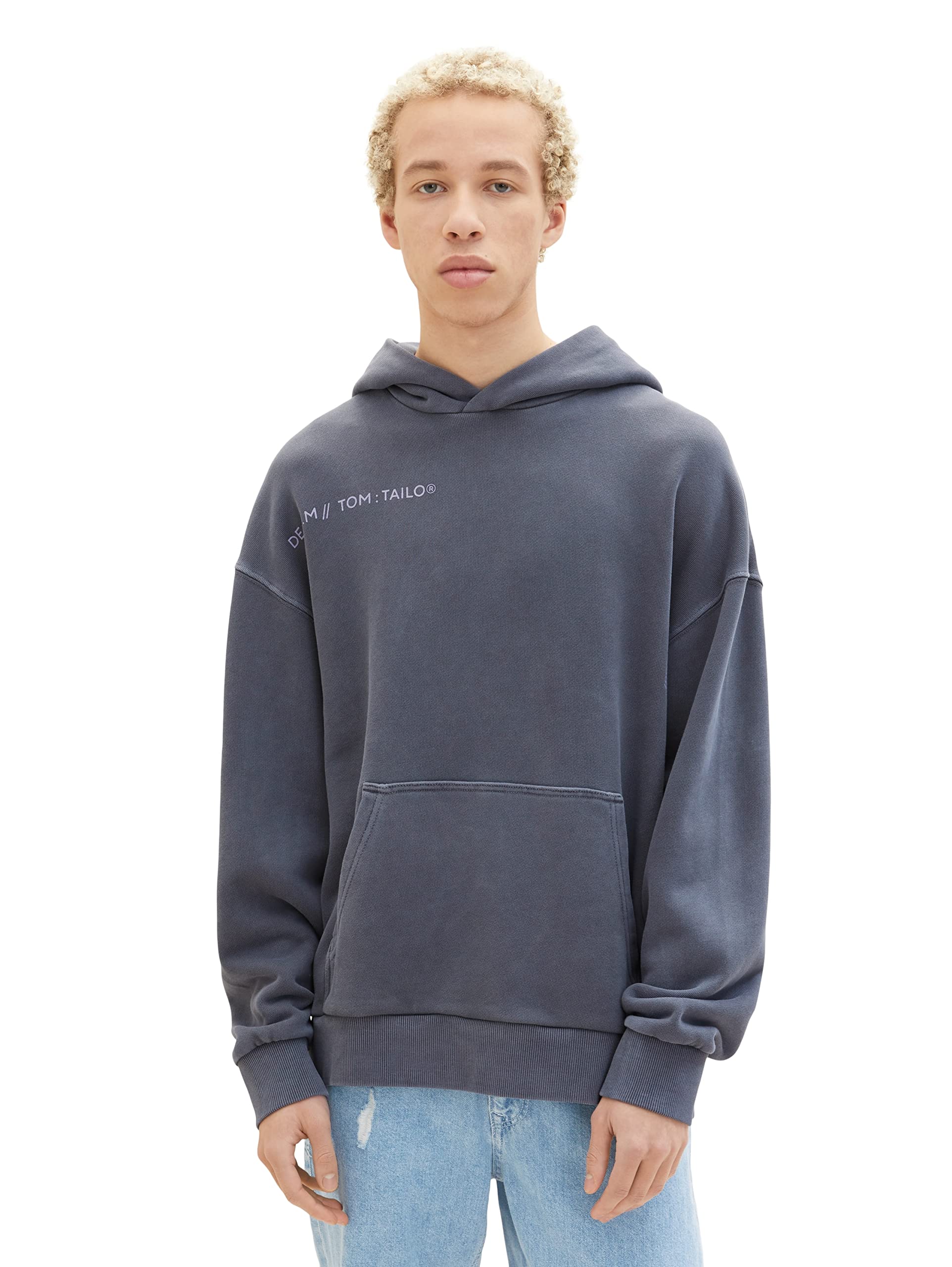 TOM TAILOR Denim Print on the back of men's casual fitted hoodie