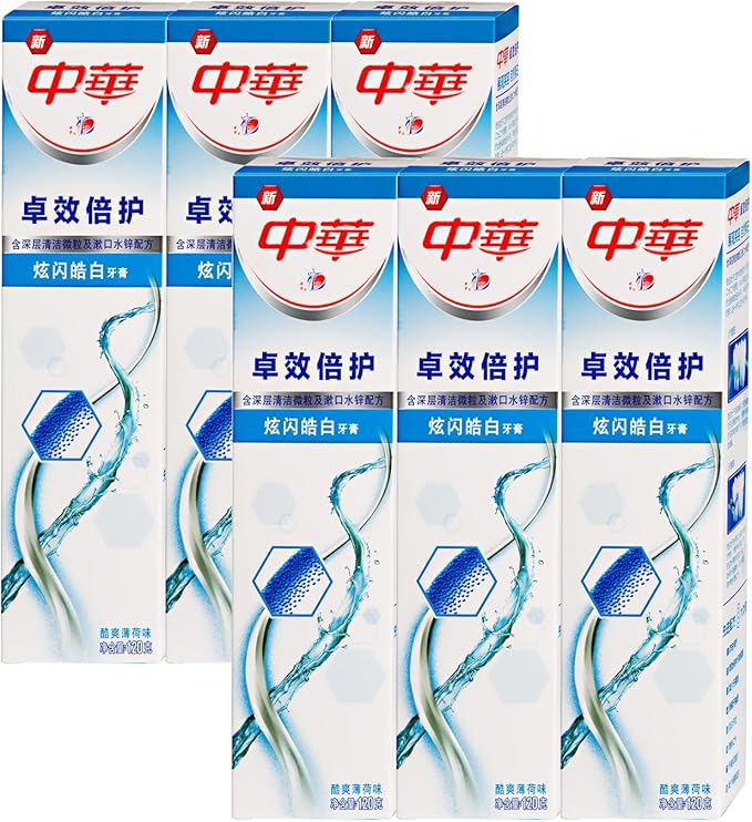 zhonghua中华卓效倍护炫闪皓白牙膏120g6支装