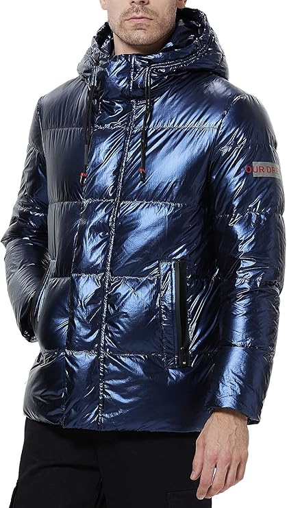 icebear 男式轻质防水羽绒夹克,拉链雪夹克带兜帽,休闲时尚冬季鹅绒