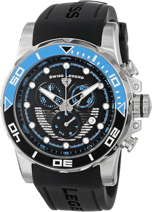 legend 男式 21368-01-eblab avalanche 计时黑色表盘硅胶表带手表