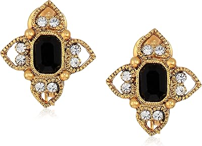 1928 jewelry 水晶矩形花卉夹耳环