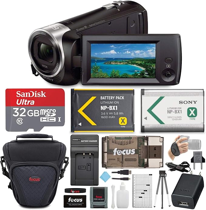 sony hdr-cx405/b handycam 高清摄像机,带 32gb 豪华配件套件