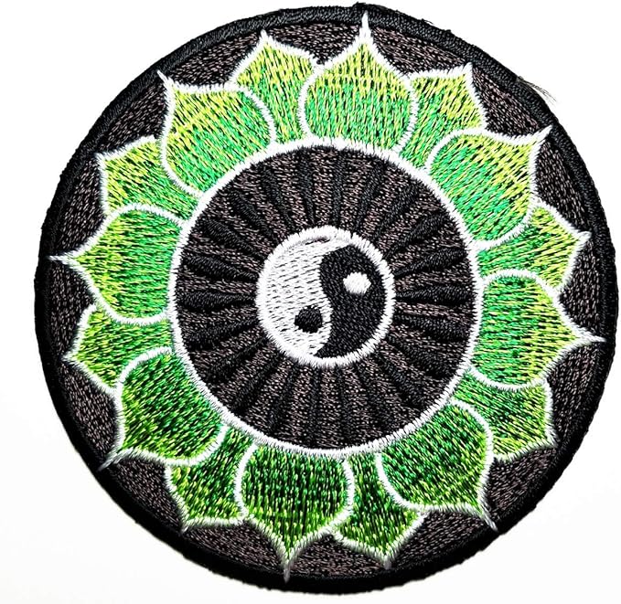 *莲花阴阳圆圈佛像刺绣补丁缝纫贴纸衣服补丁幸运 aum om 无限印度教