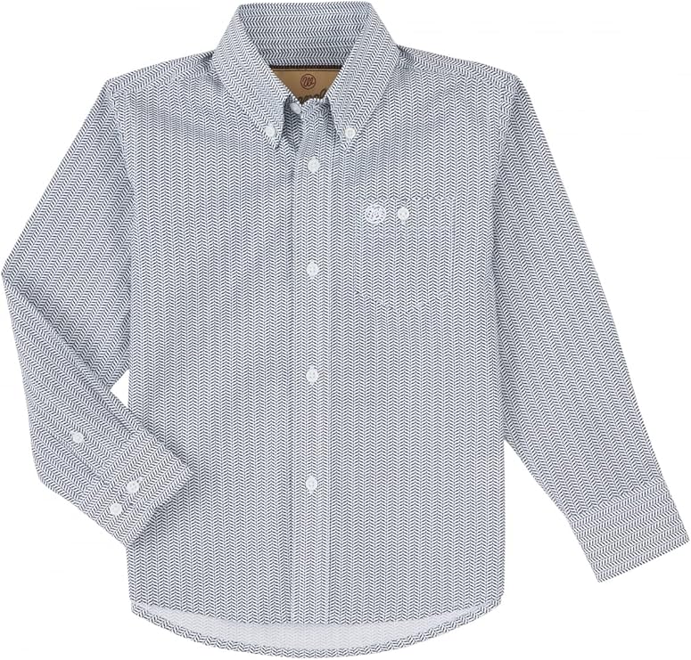 wrangler 男孩经典单口袋长袖纽扣衬衫 【wrangler】 服饰箱包 - 亚马