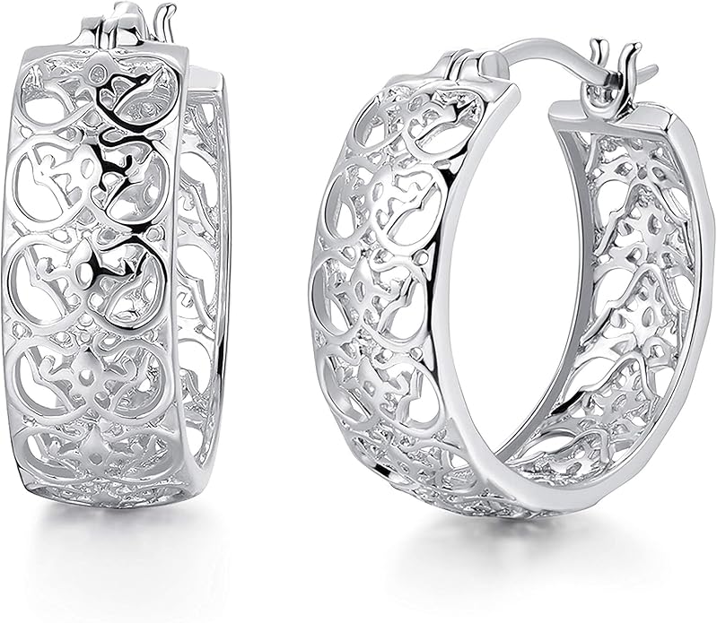 纯银金银丝圆形耳环 : 亚马逊中国: 珠宝首饰