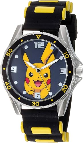 Pokemon 精灵宝可梦男孩模拟石英手表橡胶表带 黑色 21 型号 Pok9056az 亚马逊中国 钟表