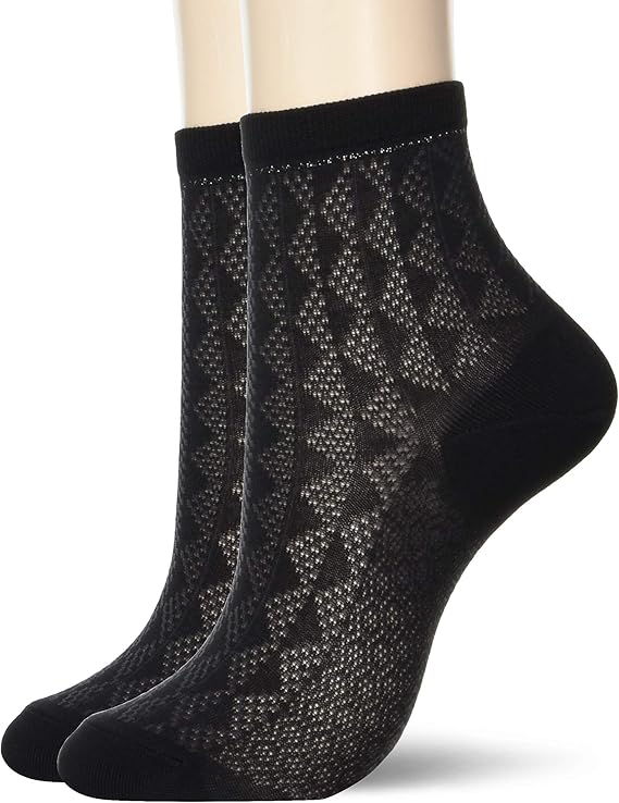 fuxuke 袜子 2双装 女士 黑色 23(23~24cm) 【fukuske 福助】 服饰