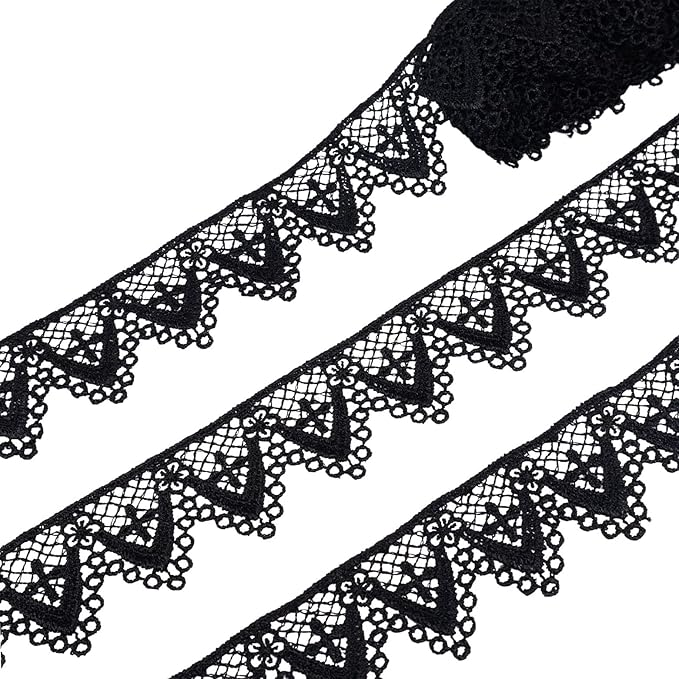 sewdiytr 黑色蕾丝花边威尼斯花卉蕾丝丝带用于缝纫工艺品,家居装饰(7