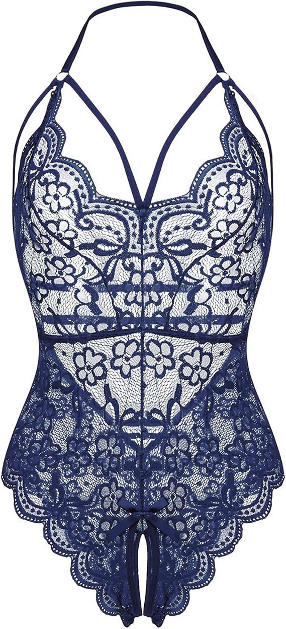 ababoon 女士内衣紧身衣裤蕾丝泰迪睡衣连体内衣娃娃装吊带睡裙 v 领