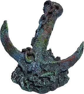 aquarium ornament anchor on rock fish tank