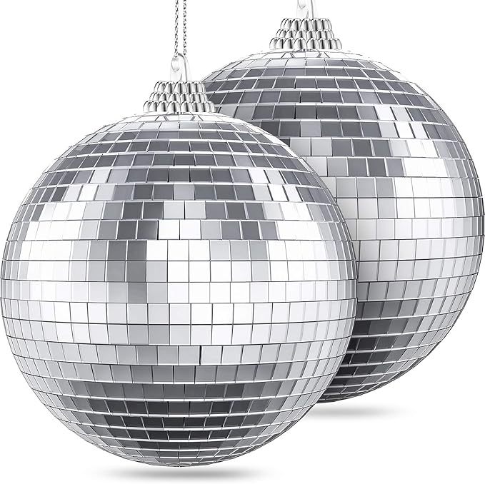 2 件镜面迪斯科球,70 年代迪斯科派对装饰,悬挂球用于派对或 dj 灯光