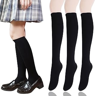 bellady 女士及膝袜,女式棉质袜休闲正装袜 3 双装