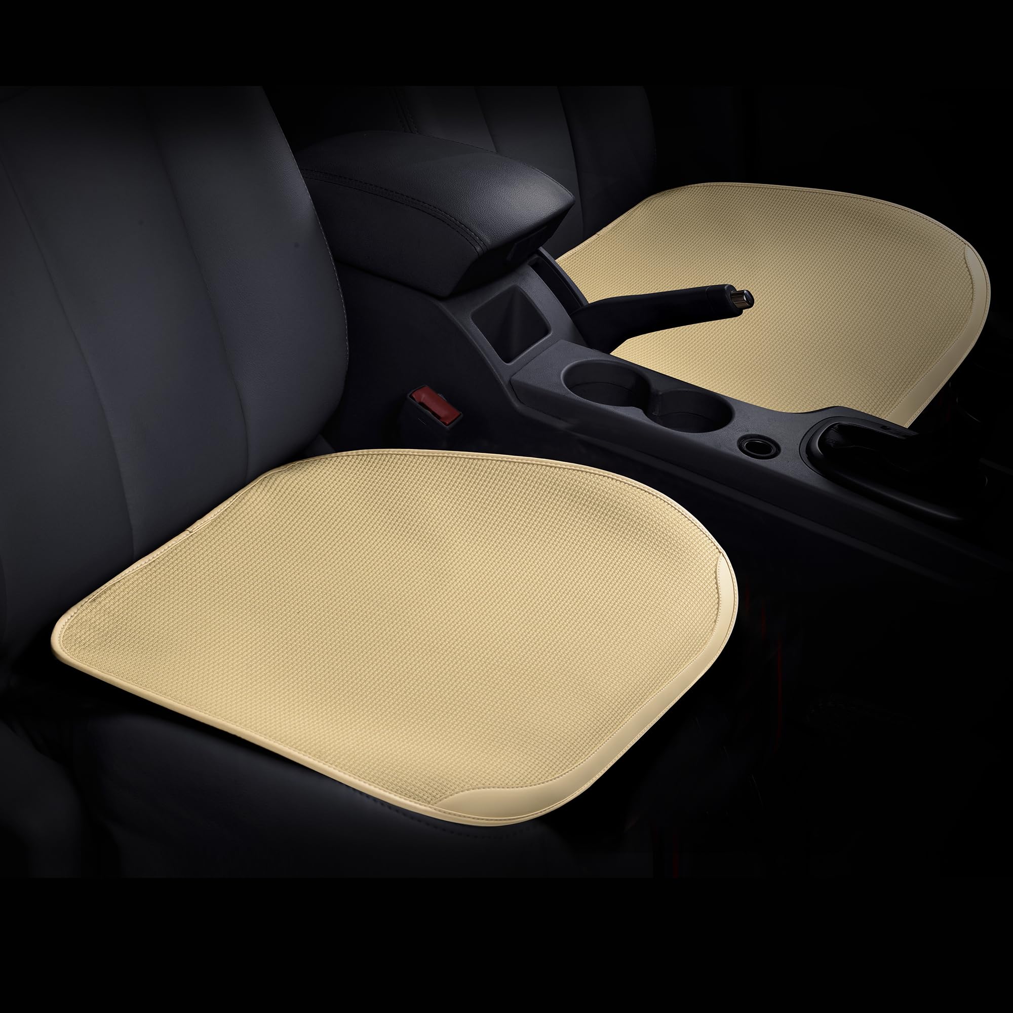 Forbell Car Seat cushion Ventilated, breathable, non-slip, moisture absorbent Summer car interior anti-hot seat cushion (beige,2 single seats)