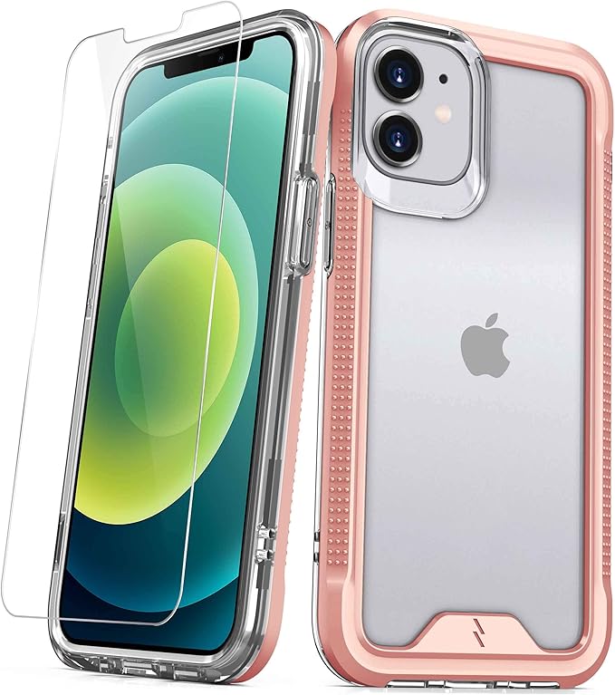 iphone 12 迷你手机壳 - *级跌落测试钢化玻璃屏幕保护膜 - 玫瑰金