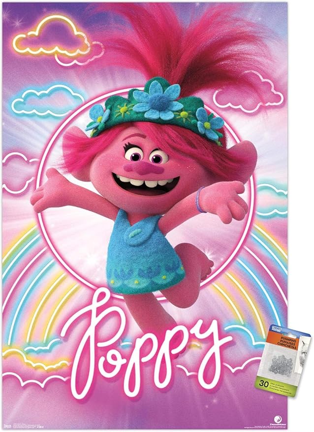 dreamworks trolls 2 - poppy 墙壁海报,带推销