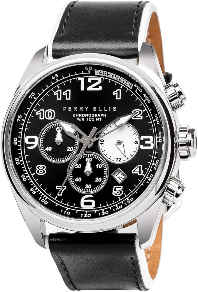 perry ellis gt 石英44&nbsp;mm 保护套皮革表带手表