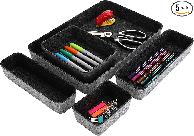 WELAXY 毛毡桌面收纳纸信纸托盘文件分类器桌面抽屉收纳箱套装适用于家