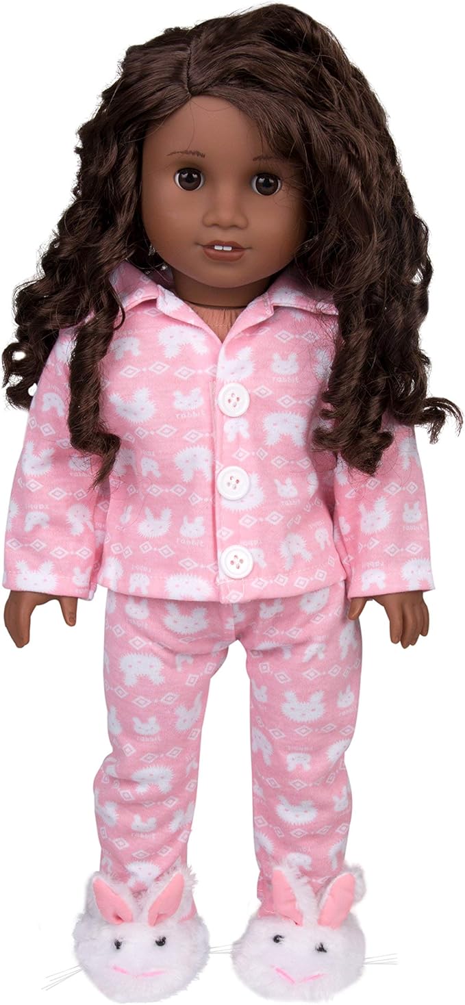 dress along dolly bunny 娃娃睡衣,适合 18 英寸娃娃:3 件套,包括