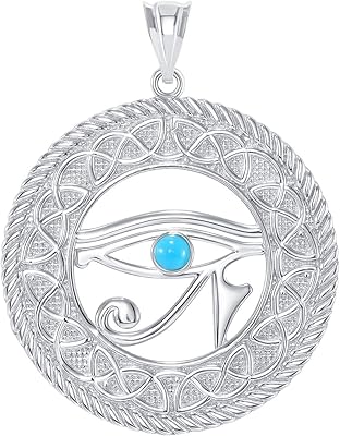 实心纯银荷鲁斯之眼蓝石吊坠吊坠, 标准纯银 石, 宝石蓝