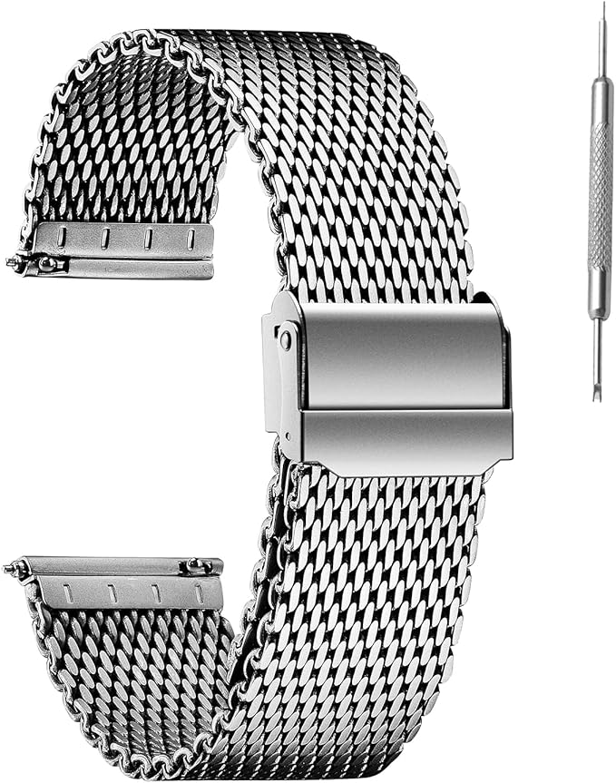 yuzex 纯钛表带男士女士 22 毫米快速释放网眼手表表带柔软轻质亲肤