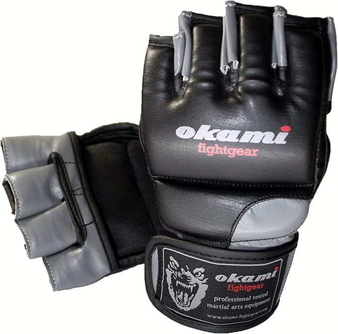 okami fightgear dx 比赛综合格斗手套-黑色/灰色,小号