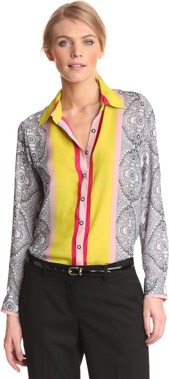 democracy 女士系扣边印花上衣