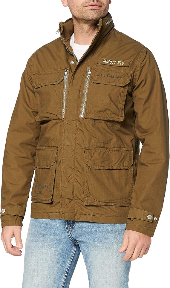 schott nyc 男式 veste de combat 罗纹夹克