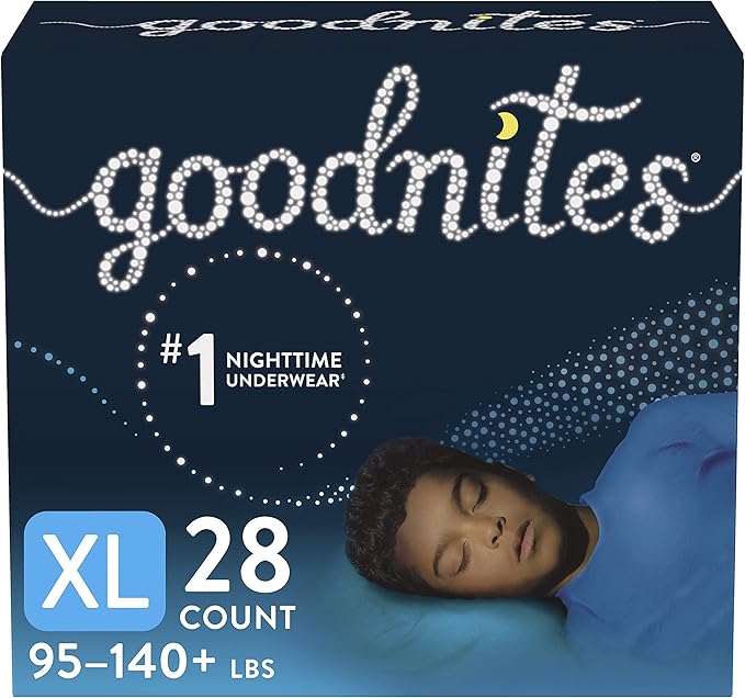 goodnites 夜间尿床内衣,男孩 xl 码(100-150 磅). ),28 克拉