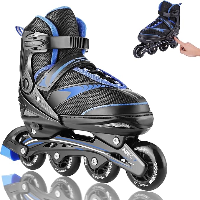 roller blades 溜冰鞋成人女士男士,可调节直排溜冰鞋,适合年龄较大的