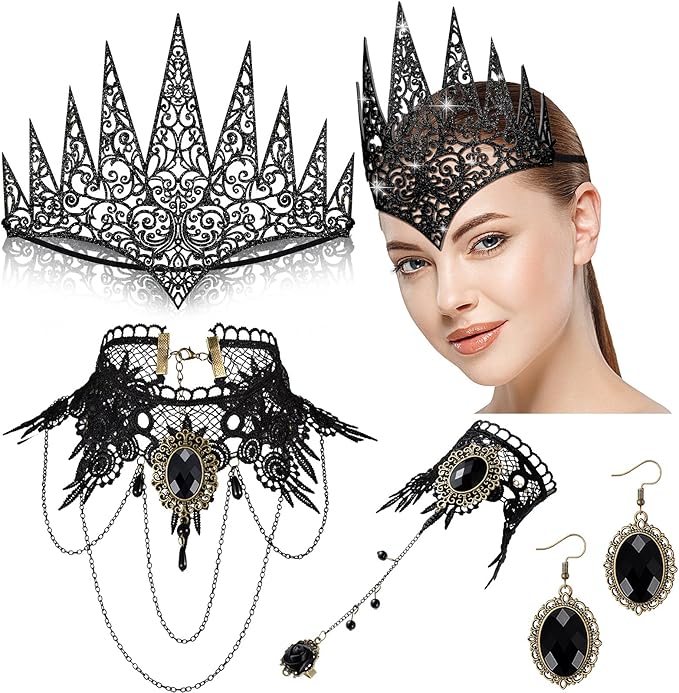 模切皇家哥特复古配饰黑色颈圈蕾丝朋克哥特式项链经典耳环手链光环