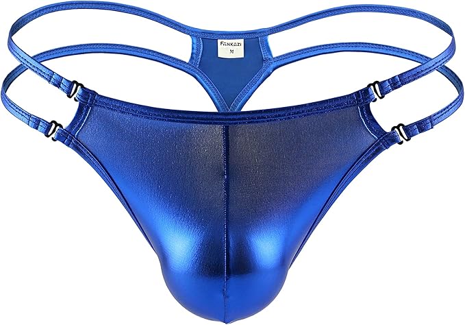 naturemore 男式闪亮金属凸起袋 丁字裤 比基尼三角裤系带内裤