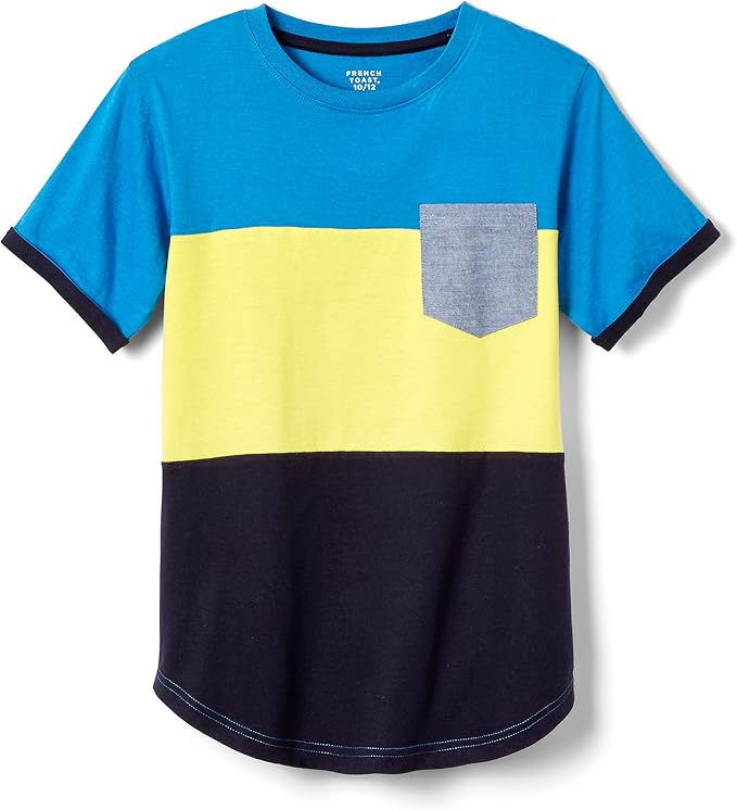 french toast 男童短袖拼色口袋 t 恤