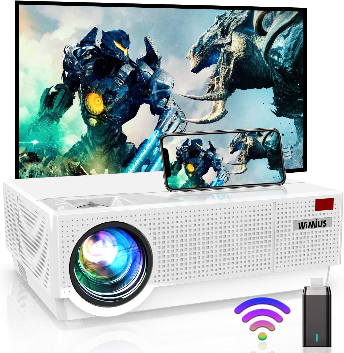 Projector Wimius 6500 流明投影机native 1080p Led 投影机白色 小家电 亚马逊中国