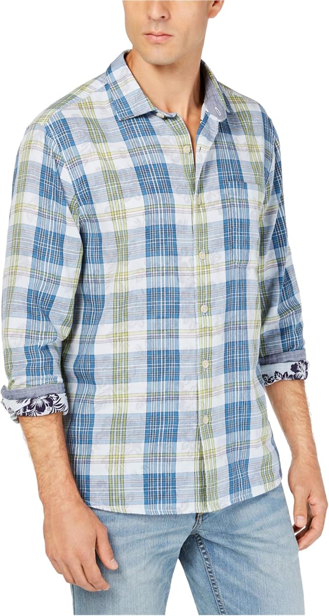 tommy bahama 男士 palapa 纽扣衬衫, blue, small