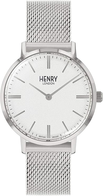 henry london 中性款成人模拟经典石英手表不锈钢表带 hl34-m-0375
