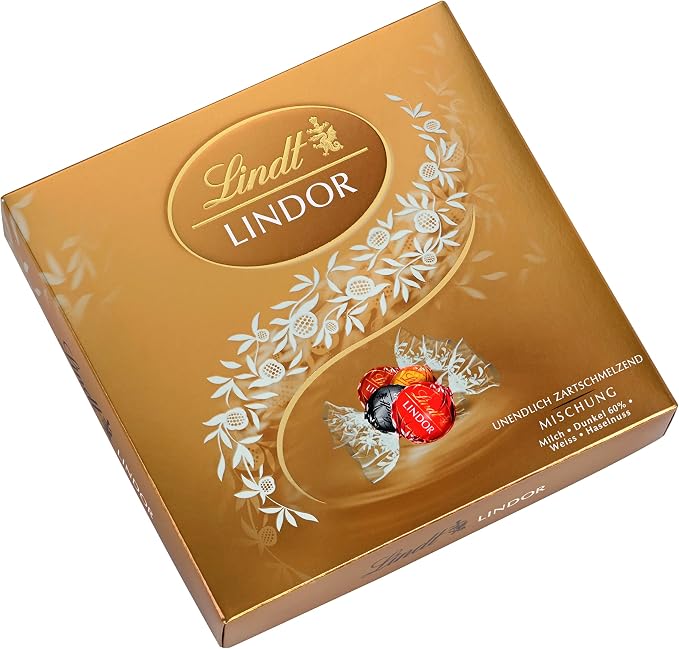 lindt 瑞士莲 lindor 礼盒组合,巧克力礼物,约 15 个 lindor 球,4 种