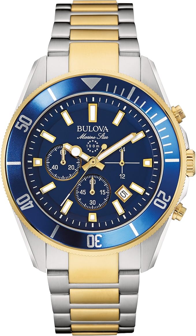 bulova 宝路华 男士 marine star 计时石英手表,夜光标记,旋转表盘