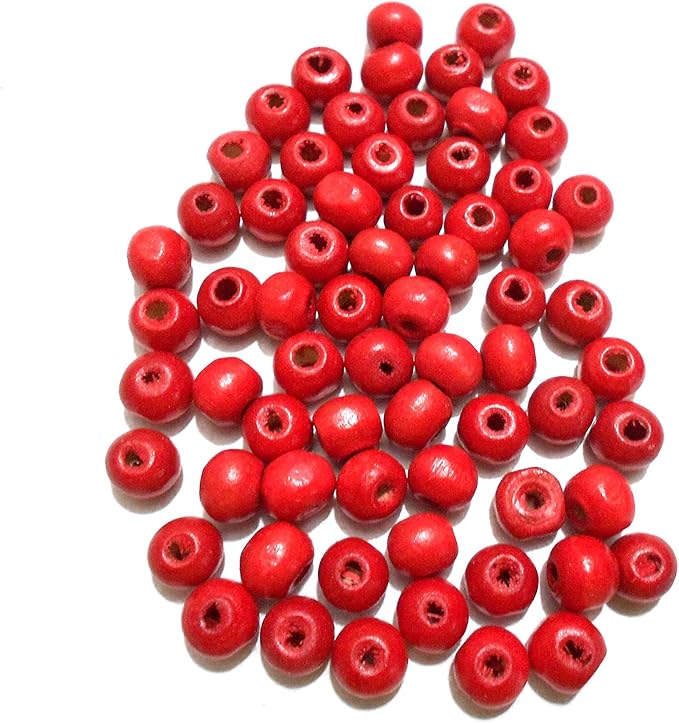 goelx 木制圆珠 6mm 串珠,珠宝制作和艺术工艺品 - 不同颜色 红色 6