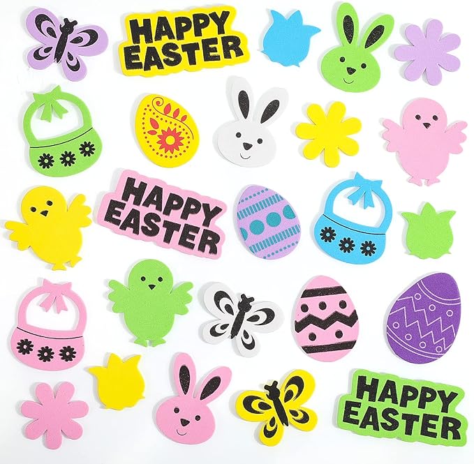 hifot 复活节泡沫贴纸自粘,各种复活节兔子蛋贴纸复活节派对礼品儿童