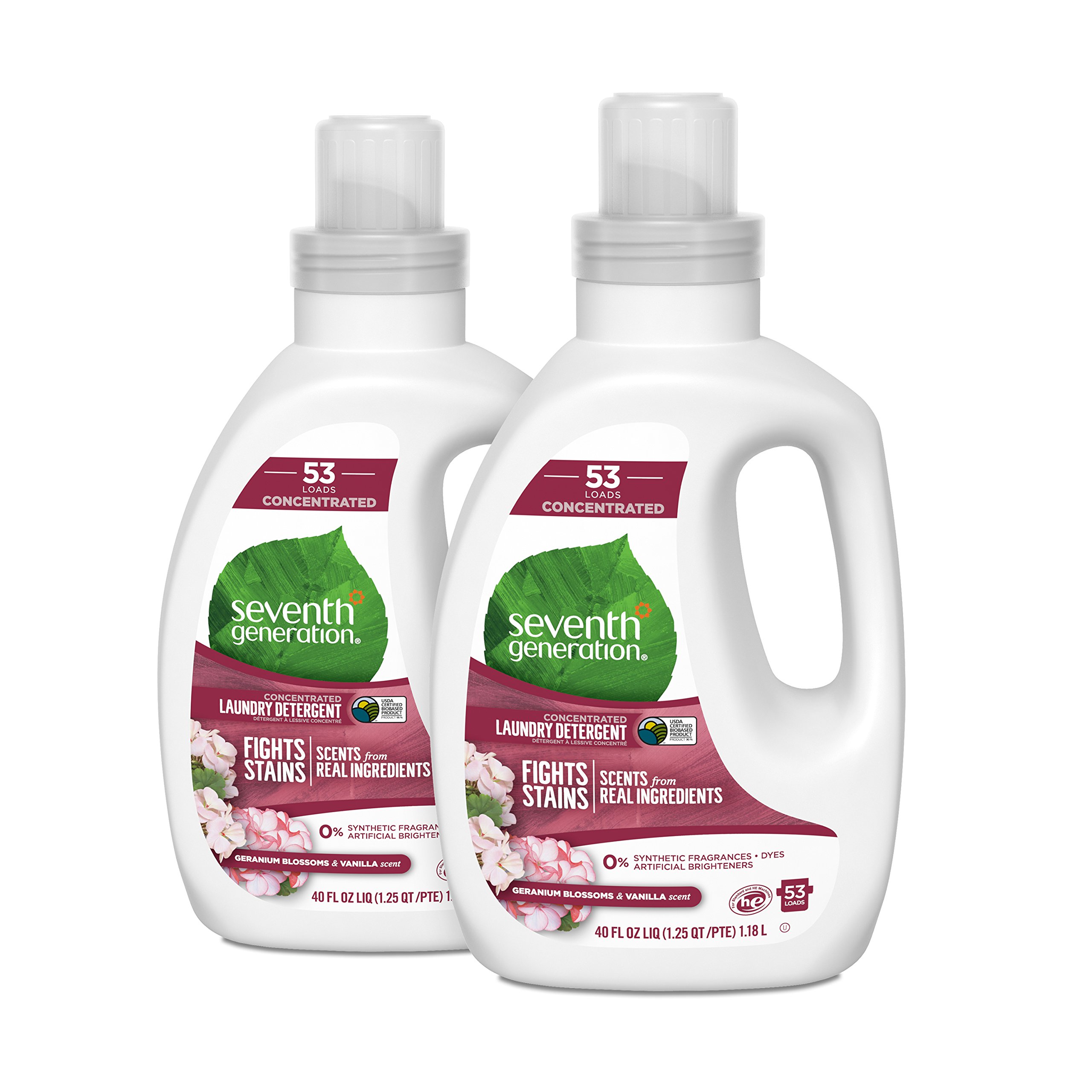 Seventh Generation * Seventh Generation Concentrated Laundry Detergent, Geranium Flower and vanilla,106 servings,40 oz.,2 packs (packaging may vary)