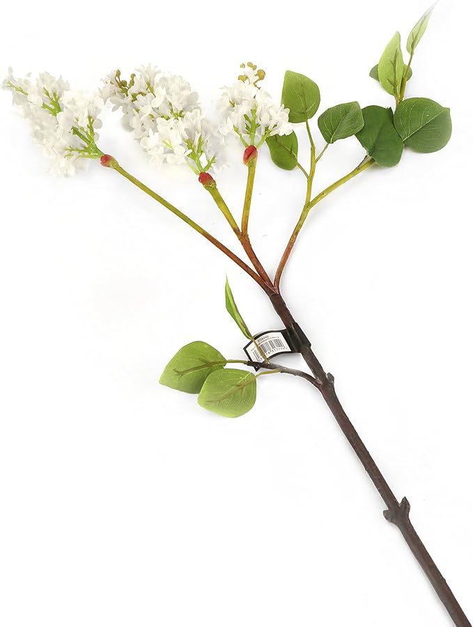 floral elegance 人造 76 厘米单茎白色丁香花花 x 12