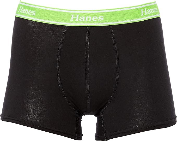 [hanes] 平角内裤 前闭 hm6eh210 男士 黑色×绿色 日本 ll (free