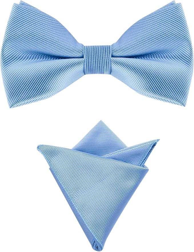 allegra k 男式纯色预系蝴蝶结领带搭配配套口袋方形套装,适合婚礼派