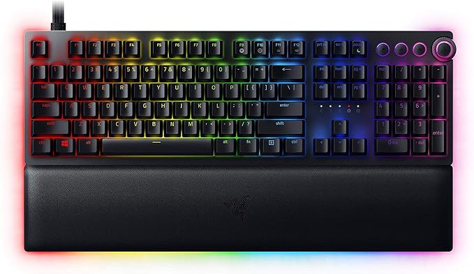 razer 雷蛇 huntsman v2模拟游戏键盘,带模拟光纤开关(腕托,数字旋转